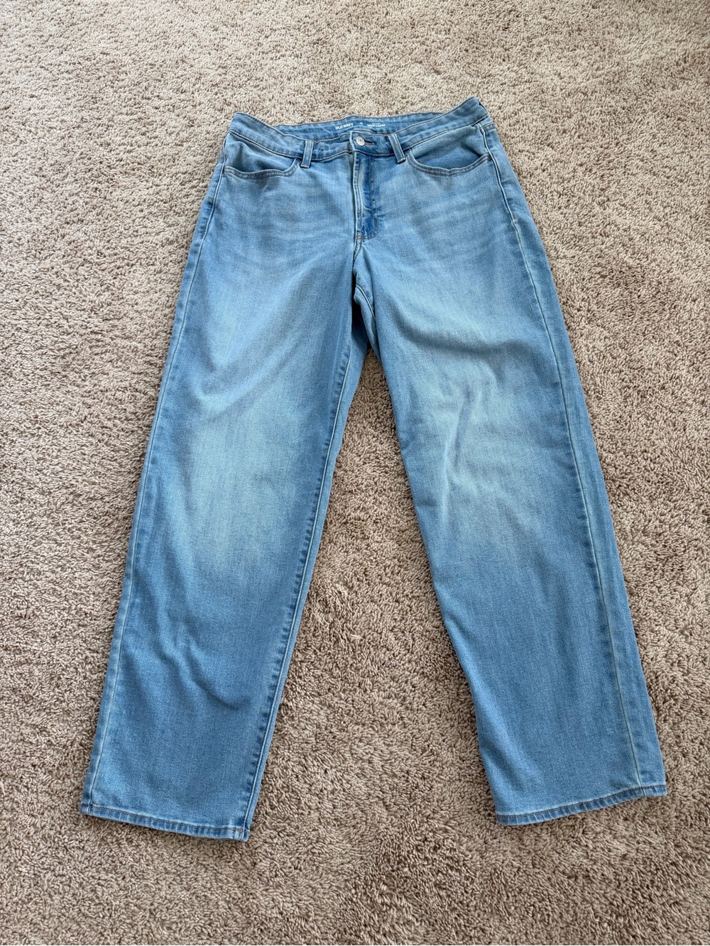 Old Navy Women's High-Rise Loose Jeans Light Blue Denim 5-Pocket Design